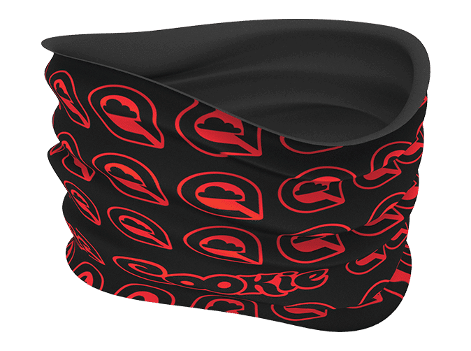 Black Cookie Skydiving headsock with red loop logo